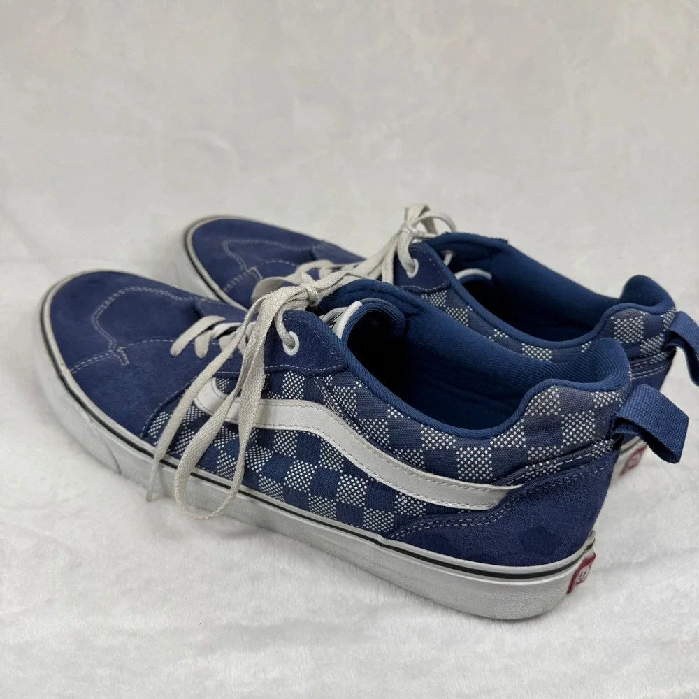 Vans Filmore Navy Blue Dotted Checkerboard Suede Canvas‎ Skate Shoes Low Top 13